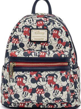 Mickey & Minnie Mouse Mini Backpack Handbag - AOP Red Navy, Cute & Stylish!